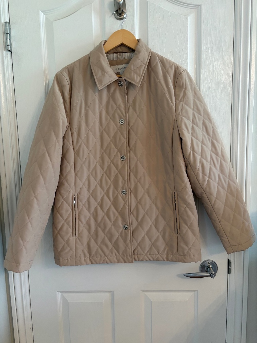 Vintage Liz Claiborne Beige Quilted Jacket Size L